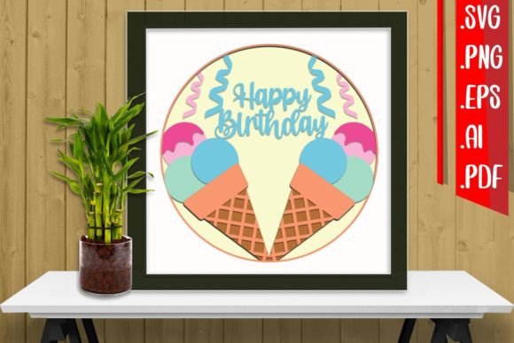 Birthday Layered Papercut 19: 3D SVG for Shadow Boxes