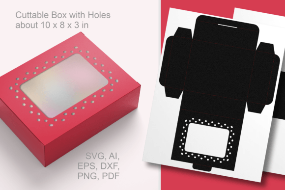 Dots Around Window Gift Box Template: 3D SVG Shapes