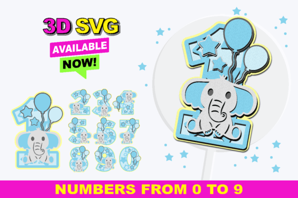 Elephant Baby Boy Numbers: 3D SVG Shapes Review
