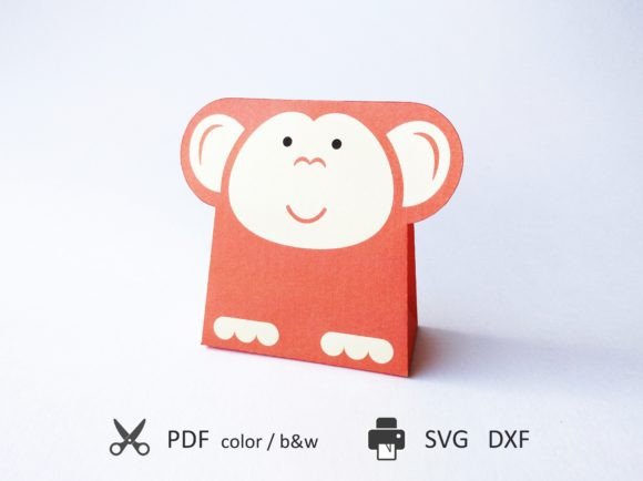 Gift Bag Monkey: 3D SVG for Gift Boxes