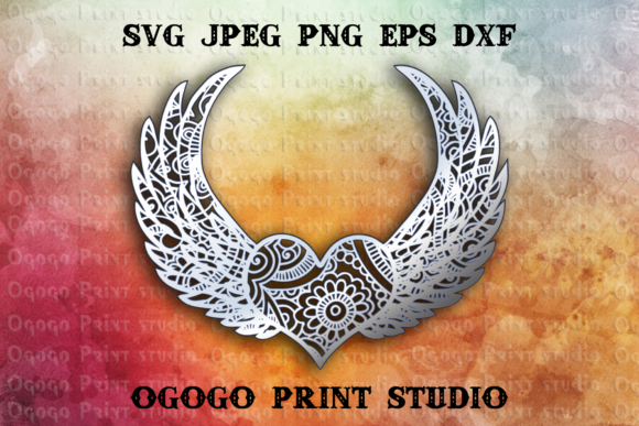 Heart Wings 3D SVG: Layered Shapes for Sellers