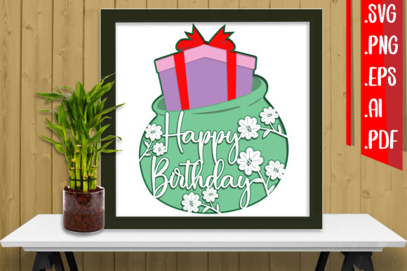 Layered Birthday Papercut 16 SVG: 3D SVG for Shadow Boxes