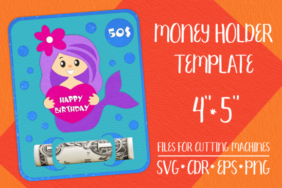 Mermaid Birthday Card Money Holder: 3D SVG Shapes