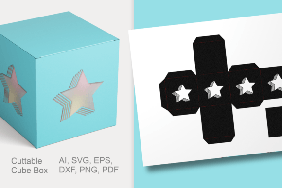 Striped Shadow Star Windows Gift Box 3D SVG Shapes