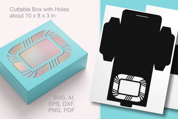Stripes Around Window Gift Box Template: 3D SVG Shapes
