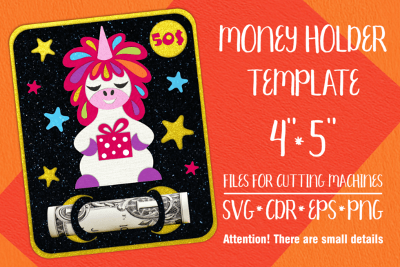 Unicorn Birthday Card Money Holder 3D SVG Shapes
