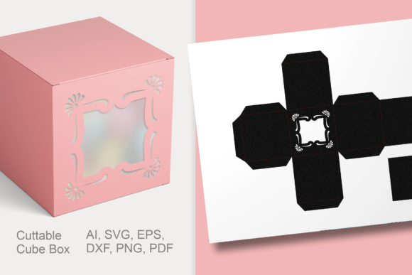 Window with Flowers Cube Gift Box 3D SVG Shapes